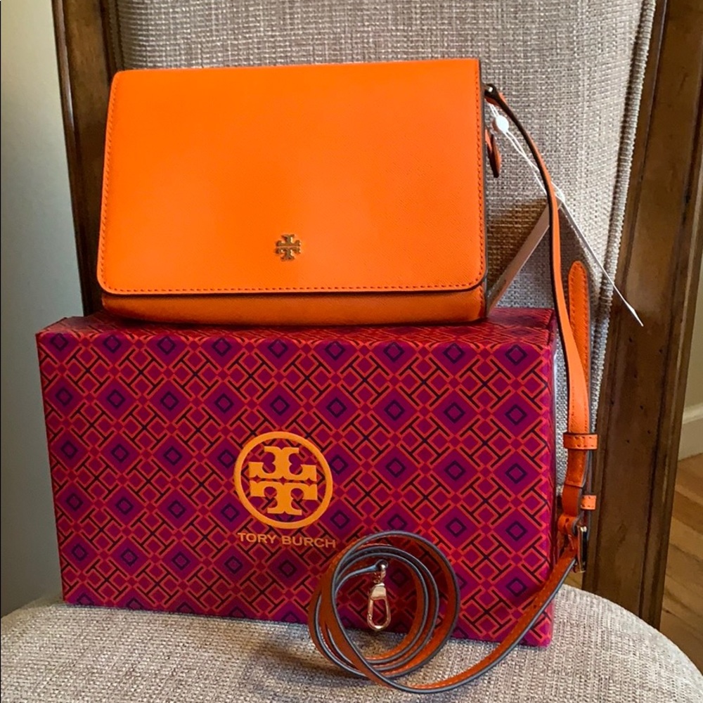 Tory Burch Emerson Combo Cross-Body Orange Juice